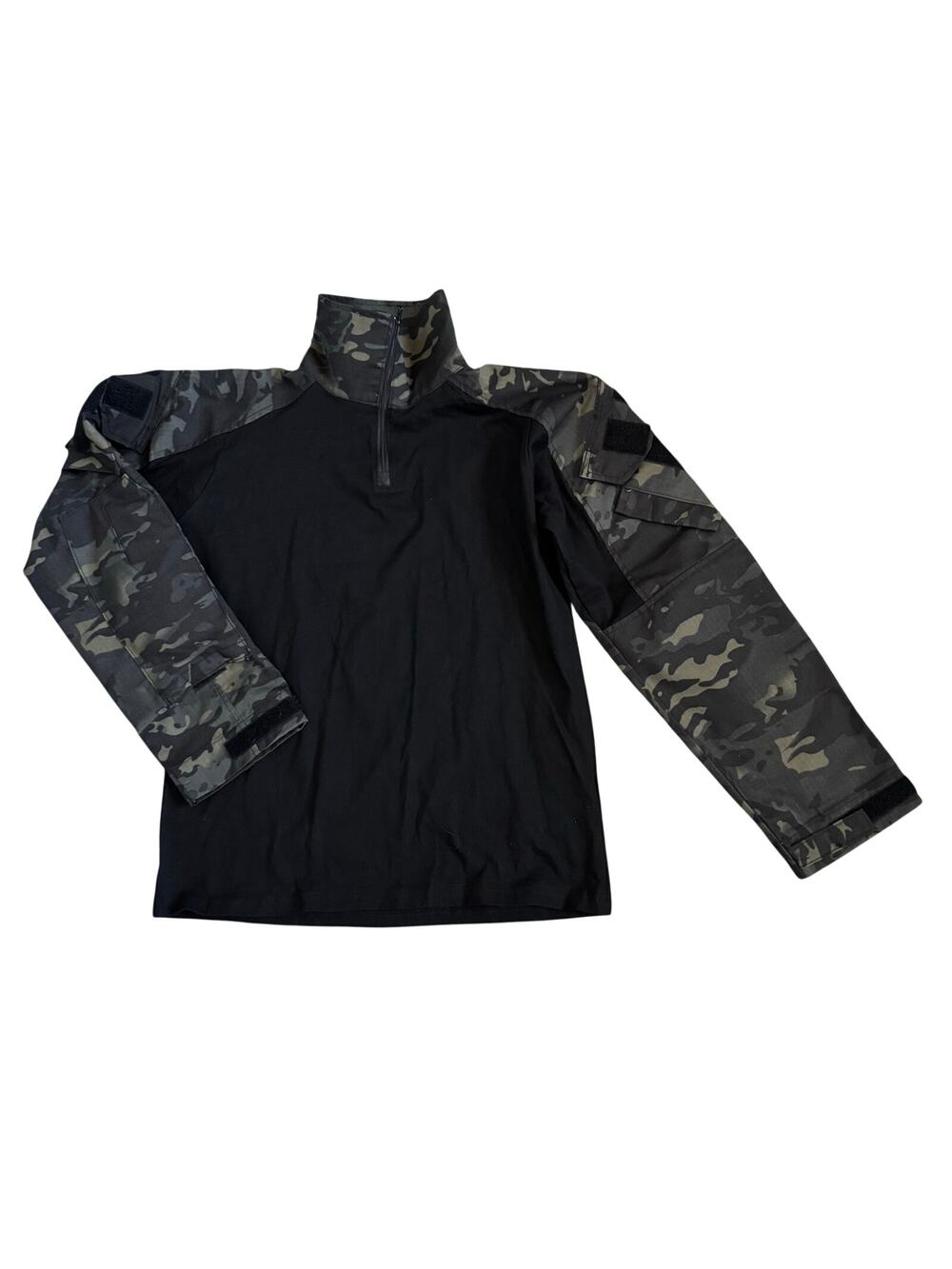 IDOGear Mens Tactical 1/4 Zip Pullover M Black Camouflage Sleeves Padded Elbows